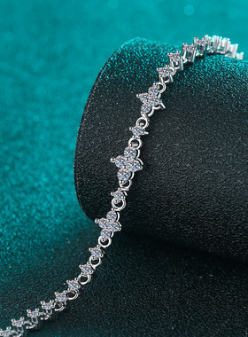 S925纯银镀18K金莫桑石手链D色莫桑钻满圈手饰轻奢镀PT950 铂金