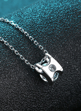 S925纯银镀18K金吊坠镀pt950金莫桑钻简约款1克拉莫桑石项链吊坠
