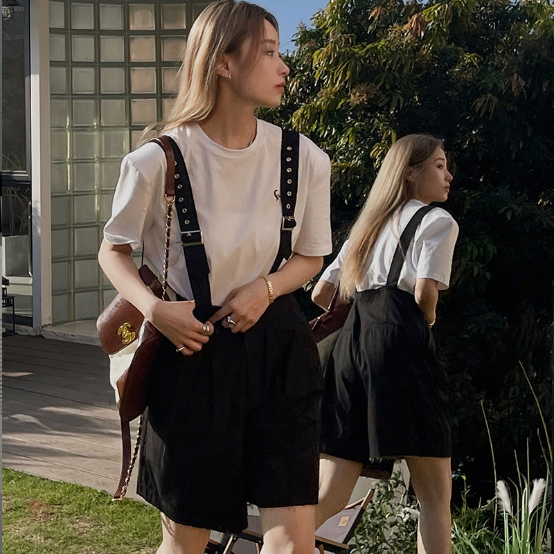 MOERSHOP boylish雅痞浪潮 设计感小众背带裤女夏阔腿裤五分中裤,淘宝优惠券,粉丝福利购,淘宝优惠卷