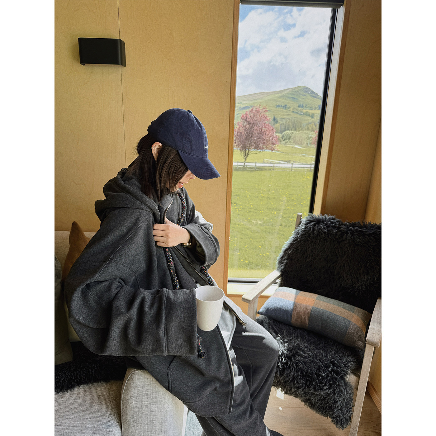 MOERSHOP 宽松系列 博主心头好深灰色加绒连帽卫衣套装宽松阔腿裤,淘宝优惠券,粉丝福利购,淘宝优惠卷