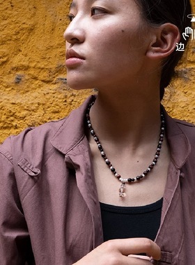 边顶太阳项链手工串珠原创设计