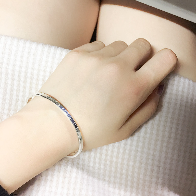 999纯银情侣女男士一对学生银镯子 olo手镯