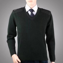 Sweater pine branch green army green V-neck thickened standard autumn and winter school regular cold-proof and warm anti-static woolen sweater