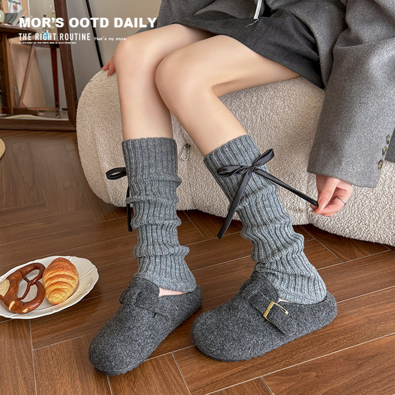 东京岁时记女蝴蝶结芭蕾风堆堆袜秋冬毛线针织加厚保暖小腿袜腿套,淘宝优惠券,粉丝福利购,淘宝优惠卷