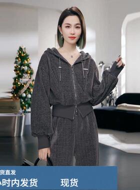 早春连帽卫衣运动服套装