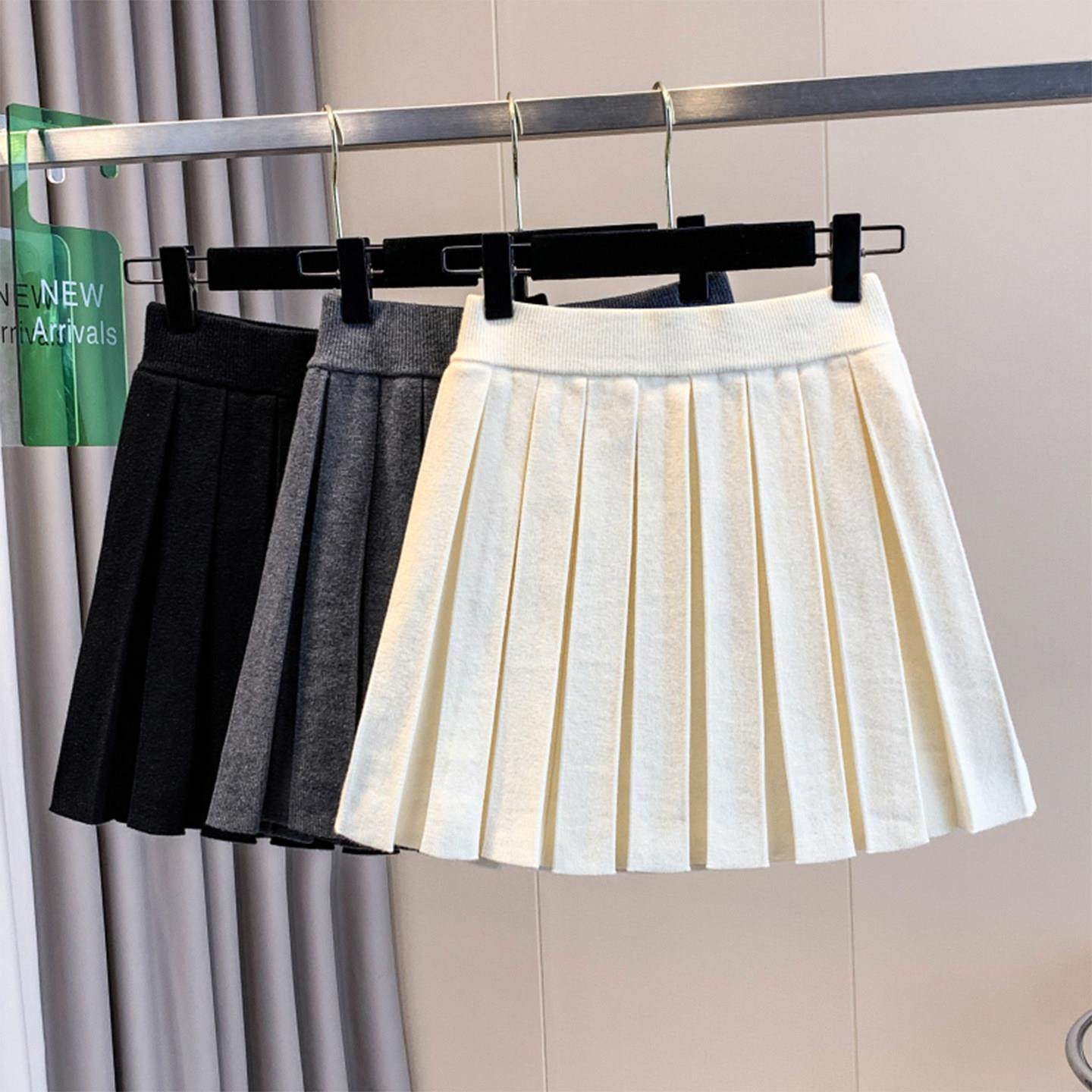 大码灰色针织半身短裙女秋冬巨好看的半裙胖mm高腰显瘦a字百褶裙,淘宝优惠券,粉丝福利购,淘宝优惠卷