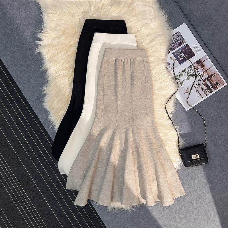 大码高级感白色针织鱼尾半身裙女初夏胖mm显瘦小个子独特包臀半裙,淘宝优惠券,粉丝福利购,淘宝优惠卷