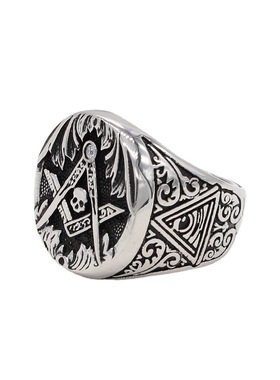 欧美共济会骷髅戒指男士