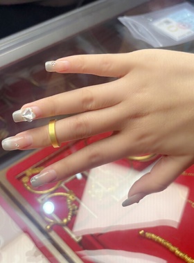 平底戒磨砂素圈四方平安无事指环