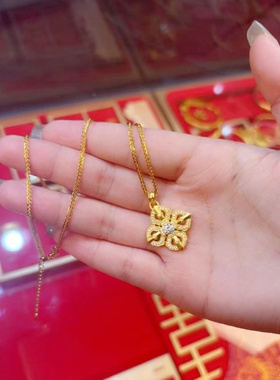 韦雪同款十字金刚杵四叶草项链