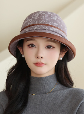 2025新款中年妈妈帽子女春秋休闲老人奶奶渔夫帽中老年人保暖盆帽