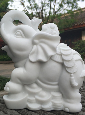 石雕大象摆件一对招财吉祥工艺
