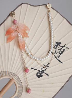 古风国风旗袍压襟新中式汉服流苏竹节吊坠胸针淡雅古典挂件配饰品