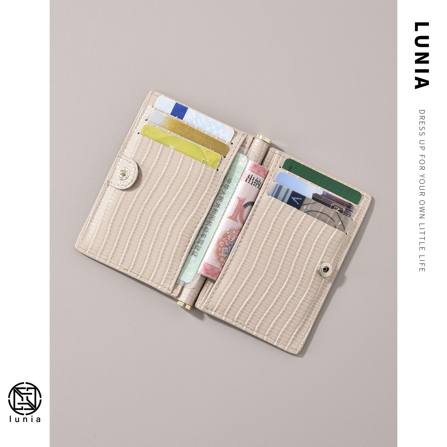 对折夹子卡包女士时尚简约竖款ins lunia路尼亚卡包