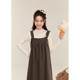 Zihan fungus wide-brimmed suspender dress for women winter new sweet loose versatile layered mid-length a-line skirt