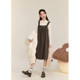 Zihan fungus wide-brimmed suspender dress for women winter new sweet loose versatile layered mid-length a-line skirt