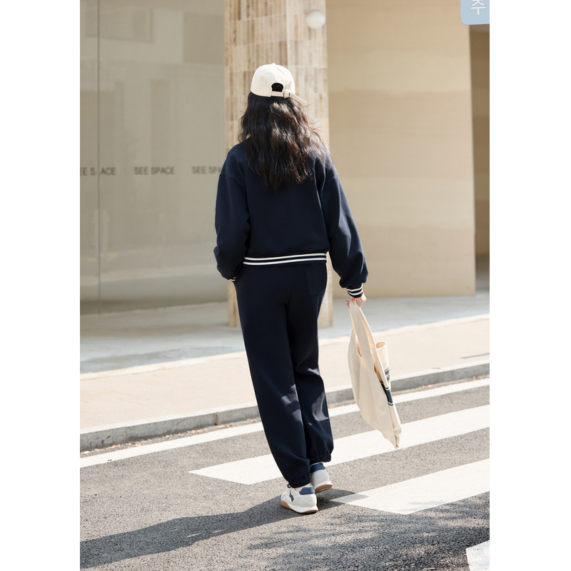 紫涵宽松显瘦撞色圆领刺绣卫衣卫裤户外休闲两件套装女春秋季新款,淘宝优惠券,粉丝福利购,淘宝优惠卷