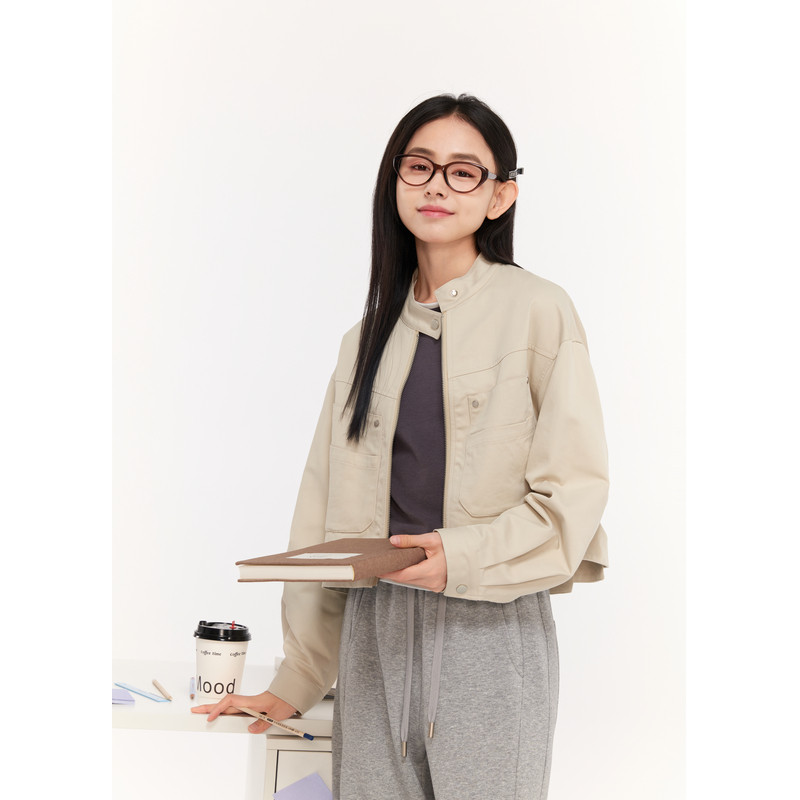 紫涵复古短外套女秋季新款休闲通勤工装风口袋气质小个子拉链上衣,淘宝优惠券,粉丝福利购,淘宝优惠卷