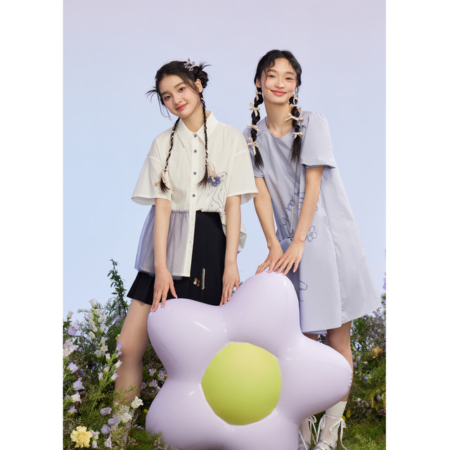 Zihan lapel short-sleeved long shirt for women summer new age-reducing casual design embroidered mesh loose shirt