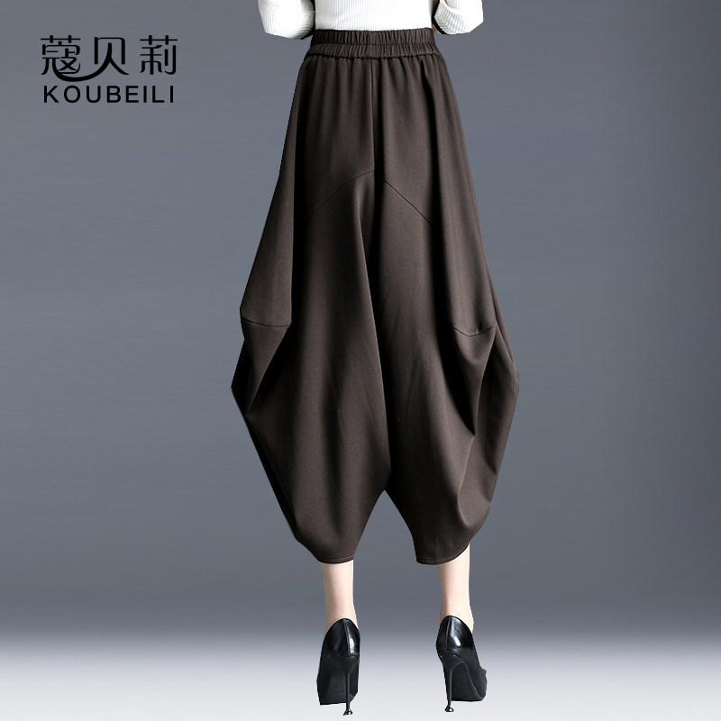 新款秋冬21复古咖啡色遮肉阔腿裤 蔻贝莉休闲裤