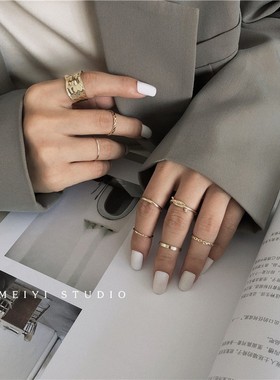 小众设计套装戒指女时尚个性ins潮冷淡风网红轻奢韩版多见食指环