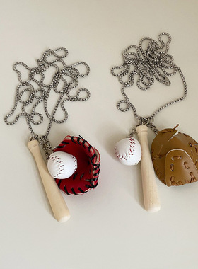 小众设计感棒球套装吊坠项链女可爱时尚精致百搭颈链毛衣链