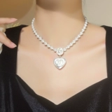 Комплект из жемчуга, ожерелье, серьги, модная цепочка, изысканный стиль, в стиле Шанель, японские и корейские, простой и элегантный дизайн, в западном стиле