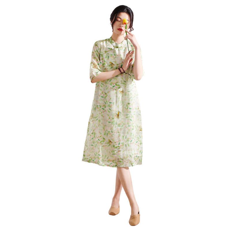 莎韵诗2022夏季文艺改良中式连衣裙 莎韵诗连衣裙