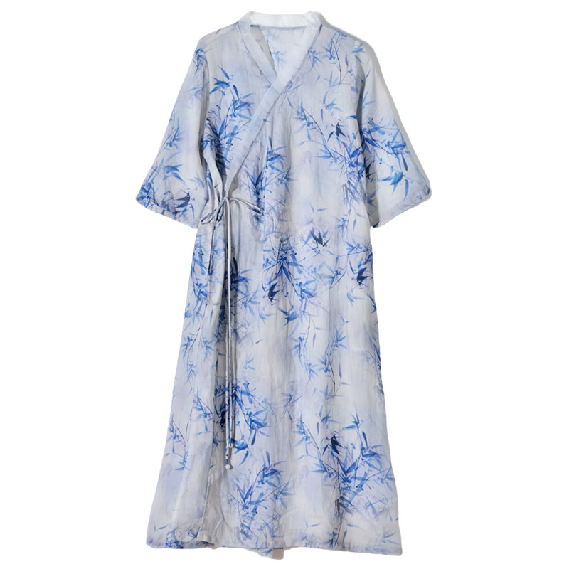 莎韵诗2022中国风显瘦v领连衣裙 莎韵诗连衣裙