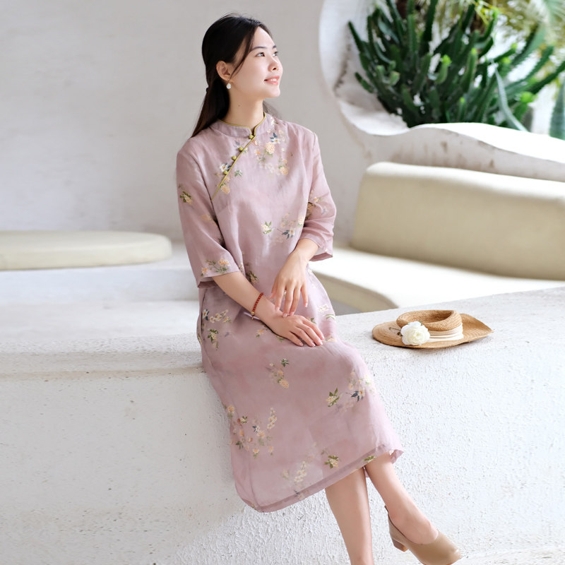 莎韵诗2022夏季文艺中国风连衣裙 莎韵诗连衣裙