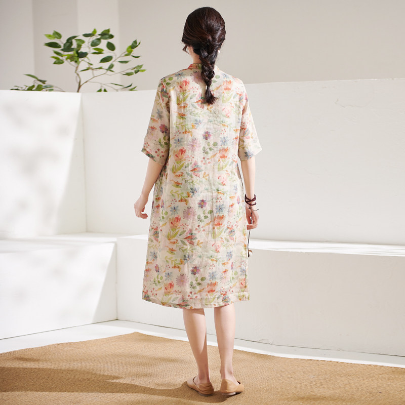 莎韵诗2022夏季新款中式立领连衣裙 莎韵诗连衣裙