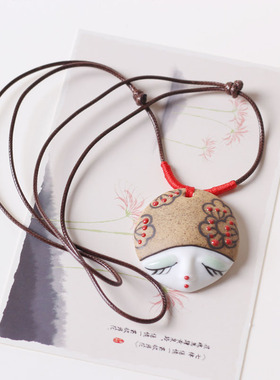 陶瓷小饰品京剧脸谱娃娃头可调节