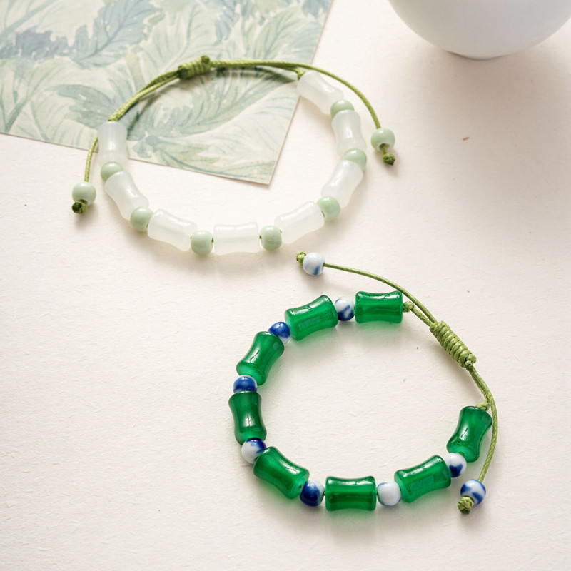 景德镇陶瓷首饰编织竹节手链手工编织小清新简约手串学生礼物摆摊,淘宝优惠券,粉丝福利购,淘宝优惠卷