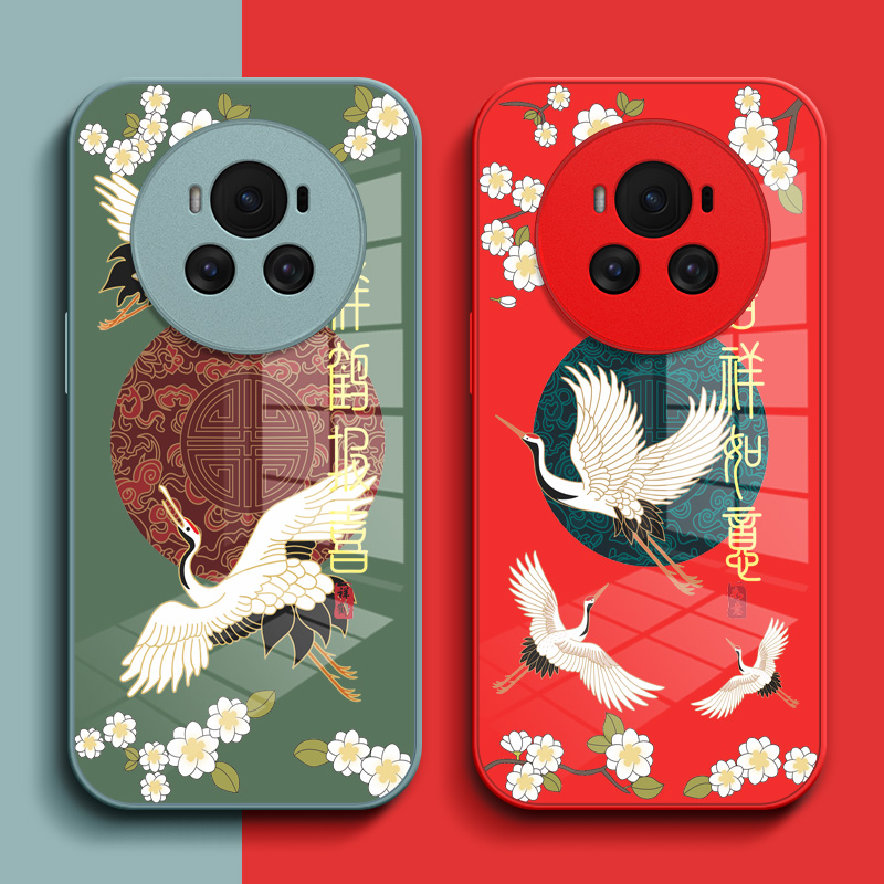 适用荣耀 Magic6手机壳BVL-AN00钢化玻璃壳荣誉Maglc6中国风Magic6保护套HONORmαgic6小清新玻璃套国潮 - 图0