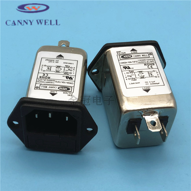 CW2A-10A-T（F2）3A6A CANNY WELLEMI电源滤波器双保险插座AC220V - 图0