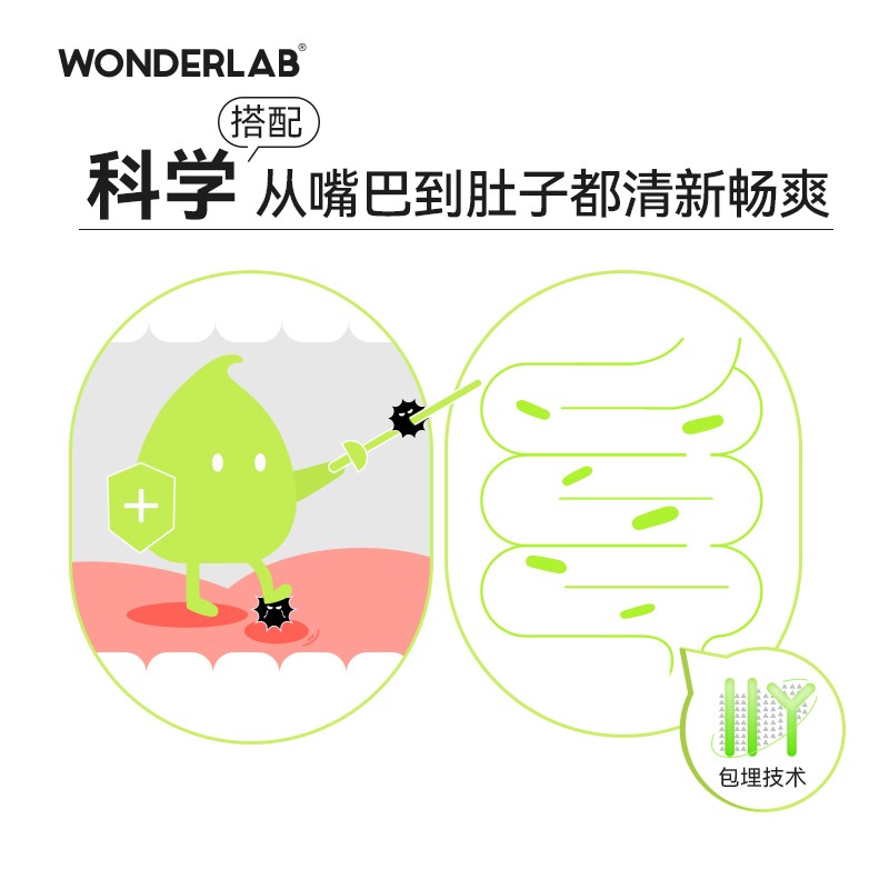 WonderLab口香薄荷益生菌400亿CFU活菌口腔益生元益生菌粉2gx30瓶 - 图1