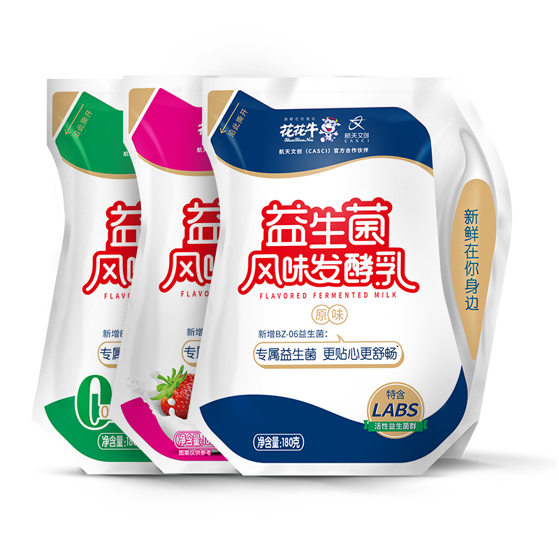 花花牛益生菌发酵乳酸奶低脂180g*16袋装