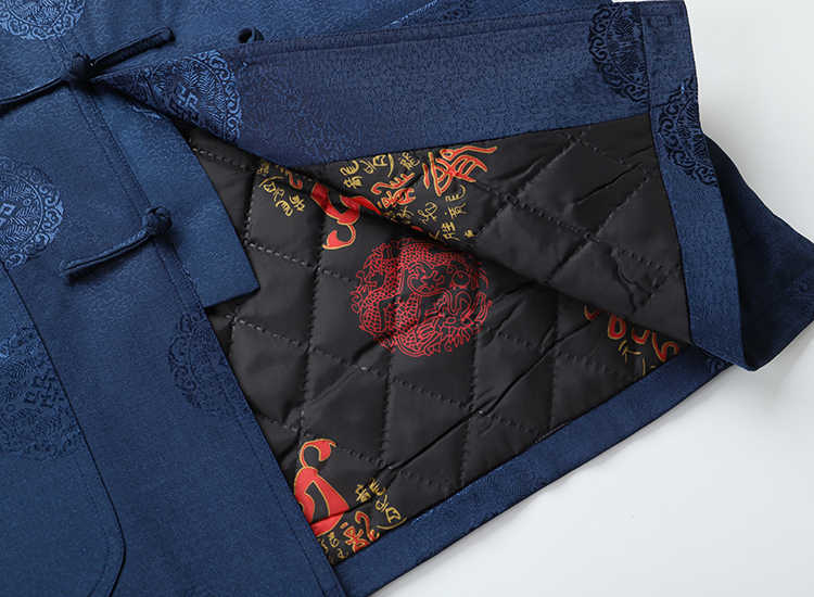 中式爸爸装冬季绸缎唐装中老年棉服 正九品民族服装