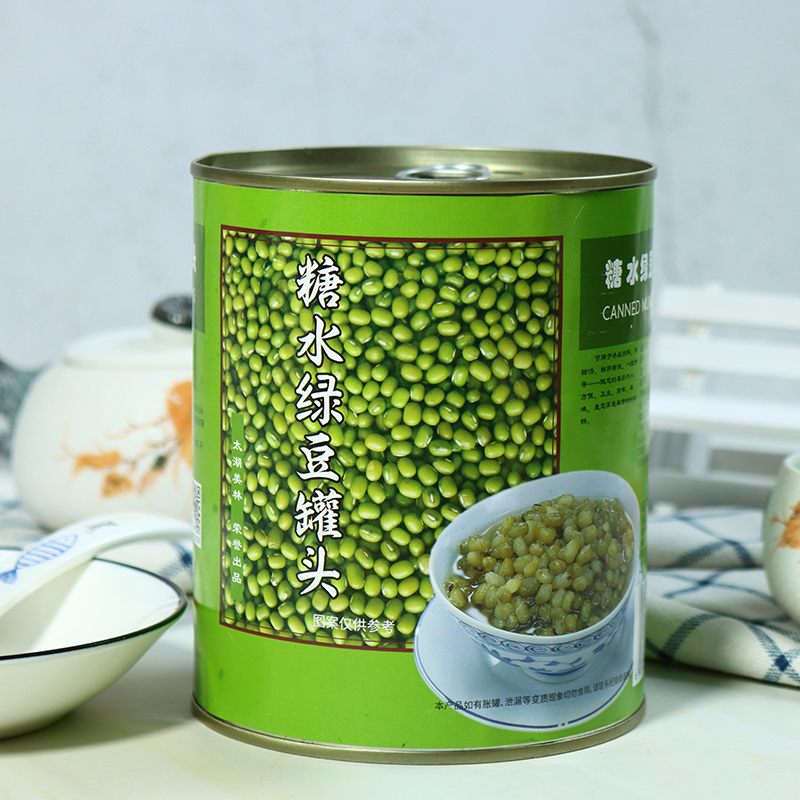 太湖美林绿豆罐头即食小罐930G刨冰奶茶店专用免煮糖水熟绿豆罐头 - 图0