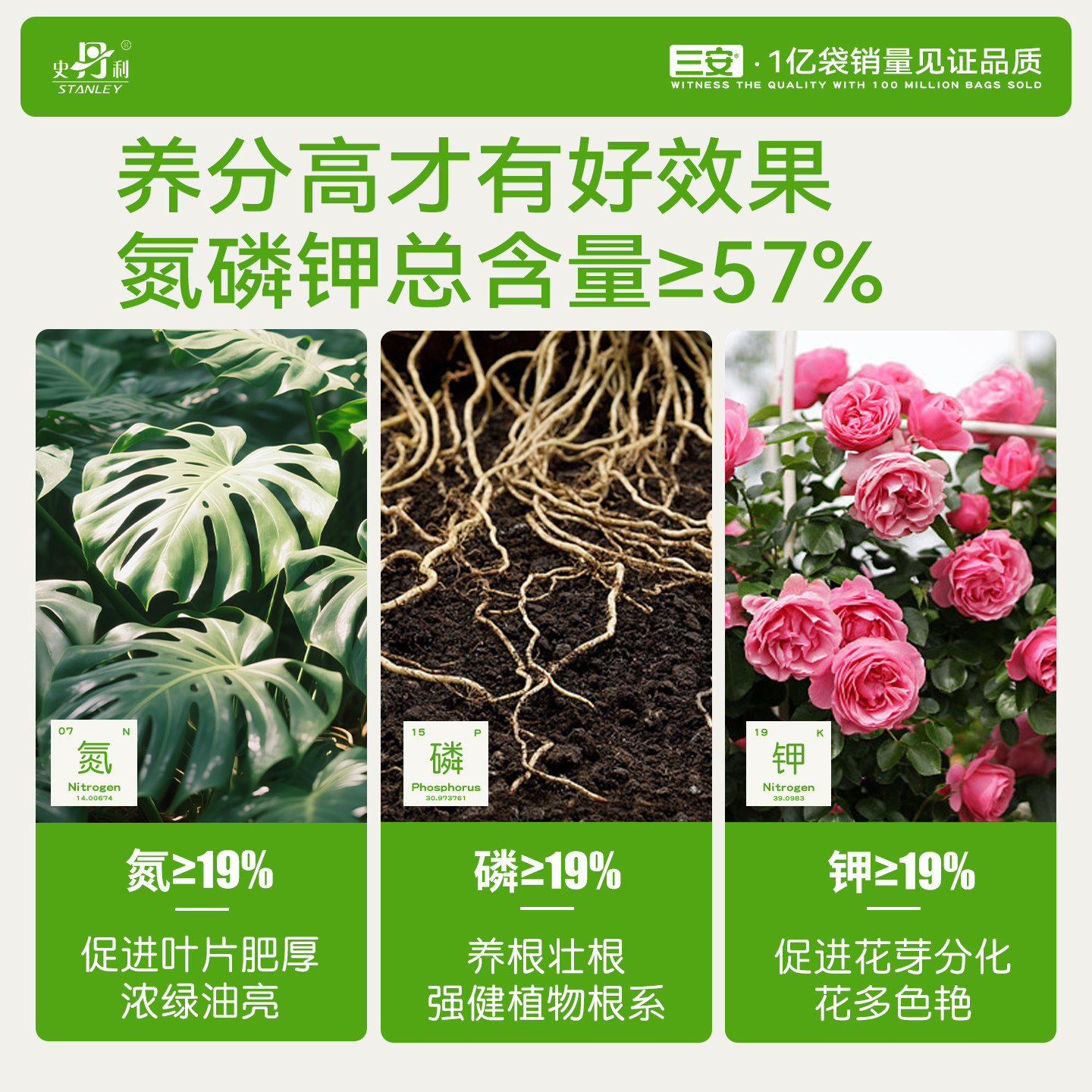 史丹利三安复合肥高效氮磷钾蔬菜专用肥盆栽瓜果通用三元开花肥料,淘宝优惠券,粉丝福利购,淘宝优惠卷