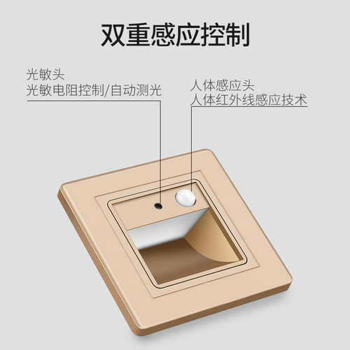 人体感应灯86型小夜灯带开关插座面板底盒过道墙脚灯进门起夜灯的 - 图2