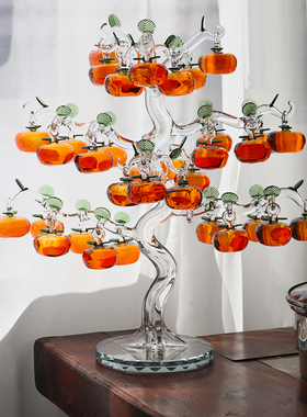 水晶柿子树柿柿如意摆件客厅酒柜玄关家居装饰品乔迁新居开业礼物