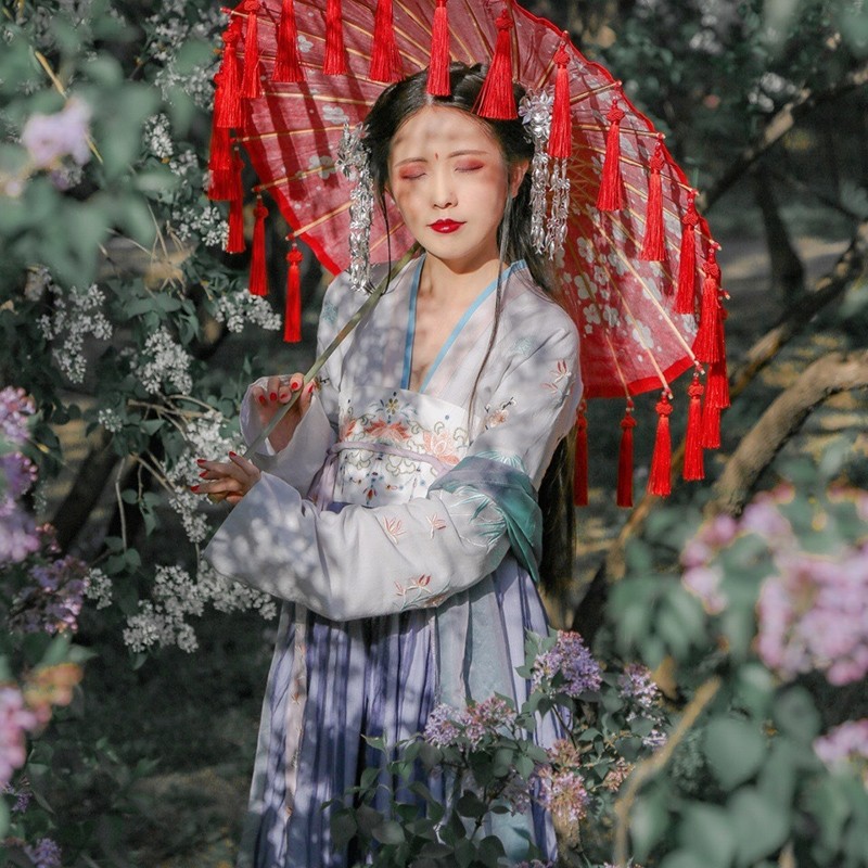 新款汉服女菩提雪古装齐胸樱花襦裙 追忆云裳民族服装/舞台装