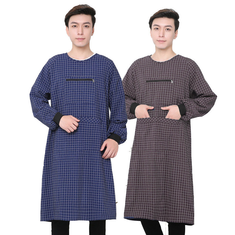 超长款加肥纯棉长袖围裙家用厨房防污罩衣男女加大工作服过膝围腰,淘宝优惠券,粉丝福利购,淘宝优惠卷