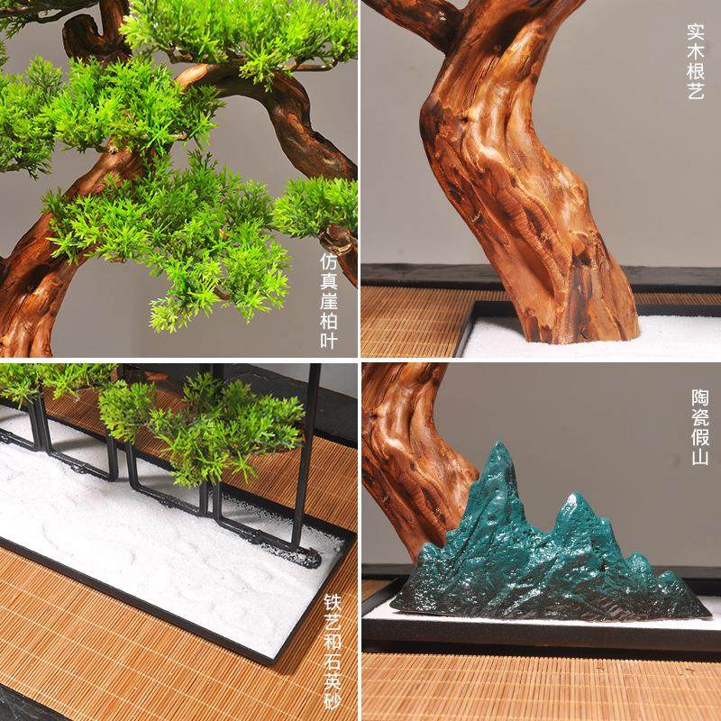 新中式假迎客松摆件玄关枯水盆景ML0094办公山室山禅意客厅茶桌酒,淘宝优惠券,粉丝福利购,淘宝优惠卷