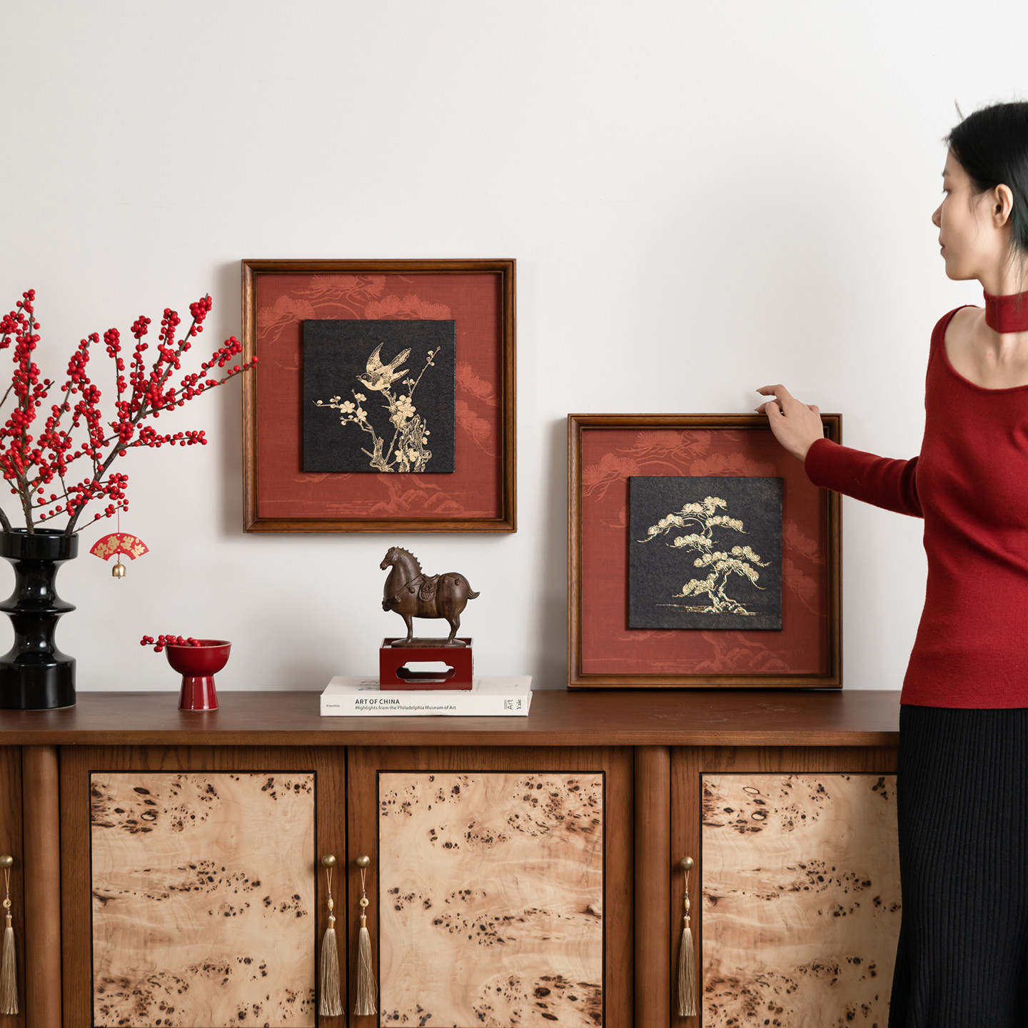 新中式画框新年客厅挂画木质边框现代装饰画挂墙相框玄关挂画,淘宝优惠券,粉丝福利购,淘宝优惠卷