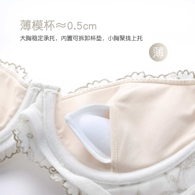 六只兔子旗舰店六只兔子女士内衣小胸聚拢收副乳有钢圈蕾胸罩丝性感少女文胸套装1
