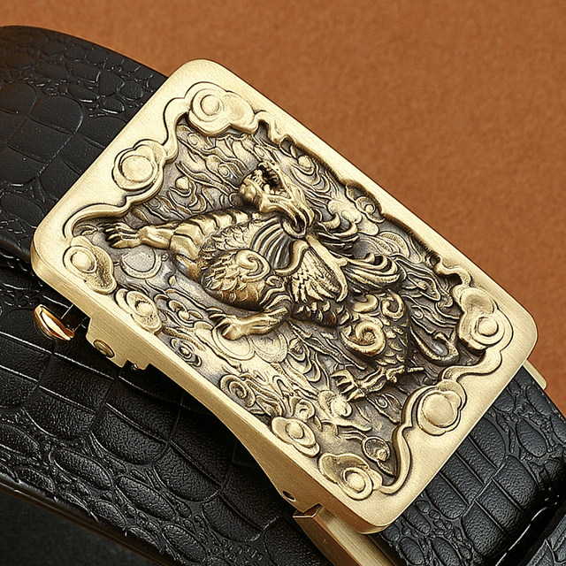 Pixiu Lucky First Layer Cowhide Genuine Leather Copper Buckle Business