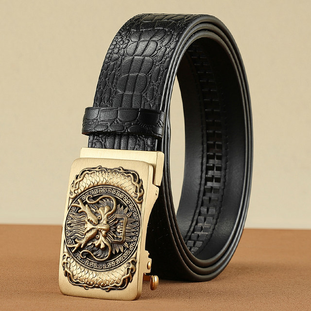 Pixiu Lucky First Layer Cowhide Genuine Leather Copper Buckle Business