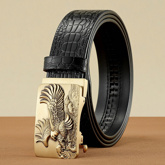 Pixiu Lucky First Layer Cowhide Genuine Leather Copper Buckle Business